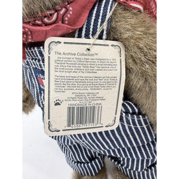 Boyds Bears Elmer O. Bearroad #91193 Engineer Overalls Railroad 12” Plush - Picture 5 of 9